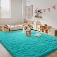 thumbnail image 5 of Janvonne Fluffy Teal Blue Area Rug for Bedroom Living Room Soft 6x9 Fuzzy Rugs Non-Shedding Indoor Plush Rug for Nursery Kids Room Dorm Room Home Decor, High Pile Shaggy Floor Carpets, 5 of 8