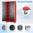 thumbnail image 6 of Supeer Locking Storage Cabinet with 5 Adjustable Shelves, Steel, Black&Red , Steel Garage Cabinet with Doors and Wheels, 71" H, Assemble Required, 6 of 11