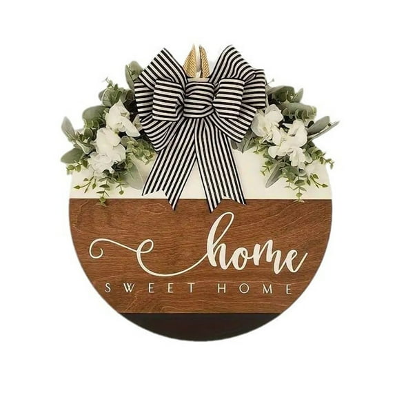 (Clearance) BNNG Interchangeable Seasonal Welcome Sign Front Door Decoration, Rustic Round Wood Wreaths Wall Hanging Outdoor, Farmhouse, Porch, for Spring Summer Fall All Seasons Holiday