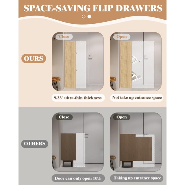 Shoe Storage Cabinet – Slim Shoe Cabinet with 3 Tiers & 2 Flip Drawers, Adjustable Shelves, Hidden Rack – Space-Saving Entryway Organizer, Freestanding Modern Design