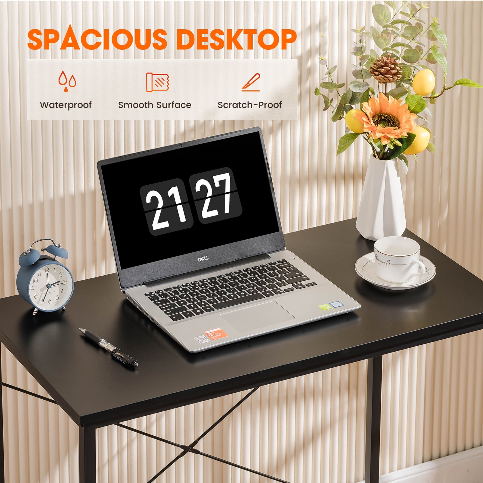 COMHOMA 32" Small Computer Desk, Modern Writing Desk with Metal Frame for Home Office & Study, Black