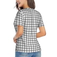 thumbnail image 3 of Xecao Gray Checkboard for Women's V-Neck T-Shirts-Elegant Half-Sleeve Tops Perfect for Summer-3X-Large, 3 of 5