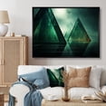 thumbnail image 2 of Designart "Echoes of Pyramid Green Abstract Harmony IV" Oversized Abstract Framed Wall Art - Modern Green Abstract Geometric Hallway Framed Wall Art Decor, 2 of 7