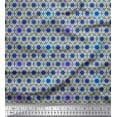 thumbnail image 1 of Soimoi Blue Cotton Cambric Fabric Octagon Art Geometric Printed Fabric 1 Yard 42 Inch Wide, 1 of 3