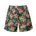 thumbnail image 4 of Binienty Men's Board Shorts Swim Trunks With Tropical Hibiscus Pattern - Quick Dry for Summer Beach and Water Activities, 4 of 10
