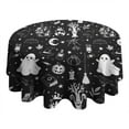 thumbnail image 4 of Black and White Halloween Elements Pattern Round Tablecloth 60"x60",Wrinkle Wipeable Table Cloth for Kitchen Dining Room Picnic Patio Party, 4 of 6