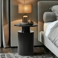 thumbnail image 4 of LuxenHome 21.25" Black Round Side Table, MDF Wood Modern Accent Table for Living Room, 4 of 8
