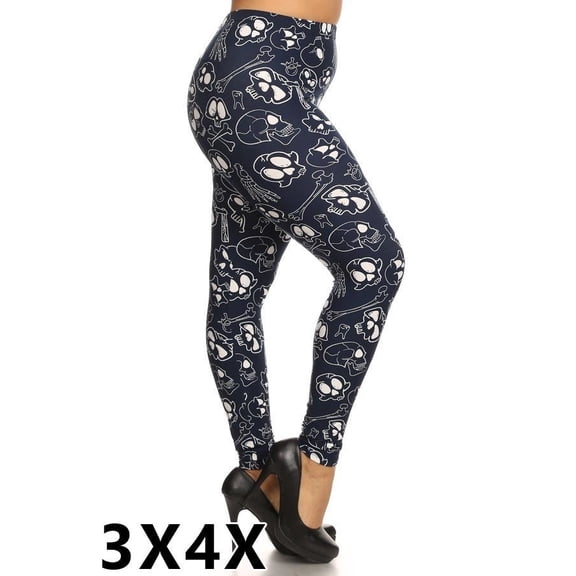 Dem Bones - Women's 3x-4x Skull Leggings