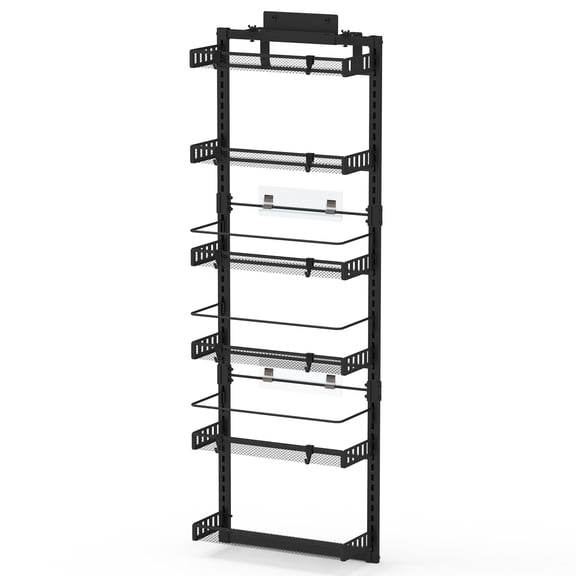 SSyao 6-Tier Over The Door Pantry Organizer Carbon Steel Behind Door Storage Shelves-Black