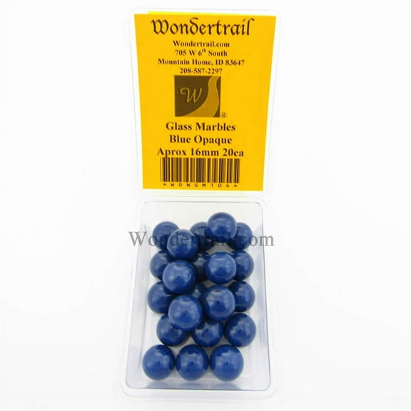 Blue Opaque 16mm Glass Marbles Pack of 20 Wondertrail