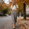 thumbnail image 6 of Cropped Pants Womens Petite Linen Pant 2026 Lightweight Elastic Waist Wide Leg Mid Calf Length Summer Beach Dress Capris Gray XL, 6 of 6