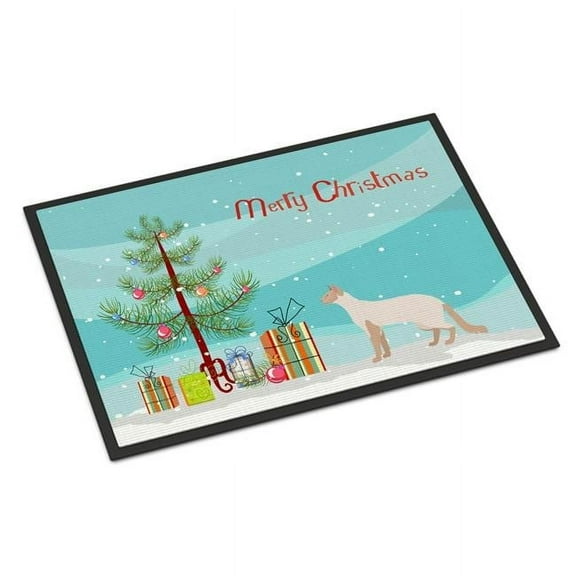 Carolines Treasures CK4591MAT 18 x 27 in. Colorpoint Longhair No.2 Cat Merry Christmas Indoor or Outdoor Mat