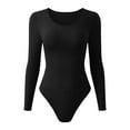 thumbnail image 3 of Bodysuits for Women Casual Summer Seamless Long Sleeve Crew Neck Stretch T Shirt One Piece Tops Bodysuits Basic Top Bodysuit Jumpsuit, 3 of 9