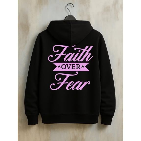 Faith Over Fear hoodies & sweatshirt Christianity men hooded sweatshirt black Regular Fit, Everyday Comfort, Comfortable Casualwear, Urban Style, pamuk christianity Classic Unisex hoodie