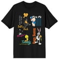 thumbnail image 1 of Looney Tunes Iconic Characters and Phrases Black T-Shirt, 1 of 2