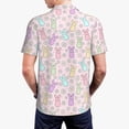 thumbnail image 5 of Vsdgher Colorful Bunny Print Men's Short Sleeve Stretch Polo Shirt, Moisture-Wicking Performance Polo Shirt, 5 of 8