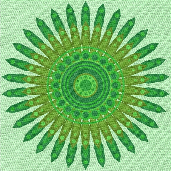 Ahgly Company Indoor Square Patterned Jade Green Area Rugs, 8' Square
