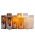 thumbnail image 4 of Glass Battery Operated LED Flameless Candles with Remote and Timer, Real Wax Candles Warm Color Flickering Light for Festival Wedding Home Party Decor(Pack of 3)-Clear, 4 of 10