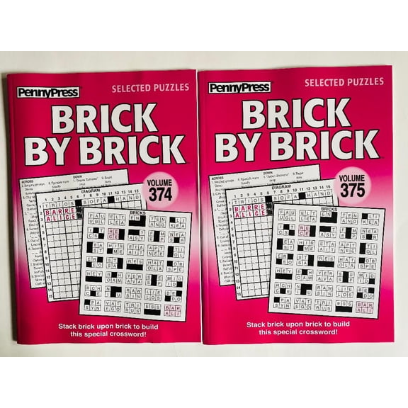 Issues 374 and 375 of the Brick By Brick Crossword Puzzles from the Penny Press Selected Puzzles Variety Series