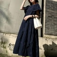 thumbnail image 5 of ZANZEA Womens Dresses Casual Plain Vintage Swing Puff Sleeve Long Dress, 5 of 6
