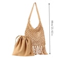 thumbnail image 3 of Eolstice Hollow Out Woven Beach Bag for Women, Handmade Tassel Shoulder Tote, Trendy Forest Style Purse, Summer Boho Vacation Travel Handbag, 3 of 7
