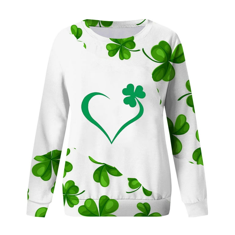 YWDJ Irish Themed Womens Long Sleeve Shirts Plus Size Green Shirts Irish  Pride Blouses St Patricks Day Pullover Tops Fashion Casual Long Sleeve  Round Neck Printed Ladies Sweatshirt Tops Blouse 