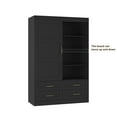 thumbnail image 4 of 70" Tall Wardrobe Closet with Hanging Rod, Freestanding Wardrobe Clothes Cabinet with Drawers and Sliding Barn Door, Clothing Storage Cabinet for Bedroom, Laundry Room, Cloak Room, Black, 4 of 7