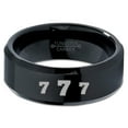 thumbnail image 2 of Tungsten Lucky Number Seven Band Ring 8mm Men Women Comfort Fit Black Beveled Edge Polished, 2 of 4