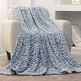 thumbnail image 2 of Flannel Fleece Throw Microfiber Blanket with 3D Cheetah Print,90"X90",Blue, 2 of 8