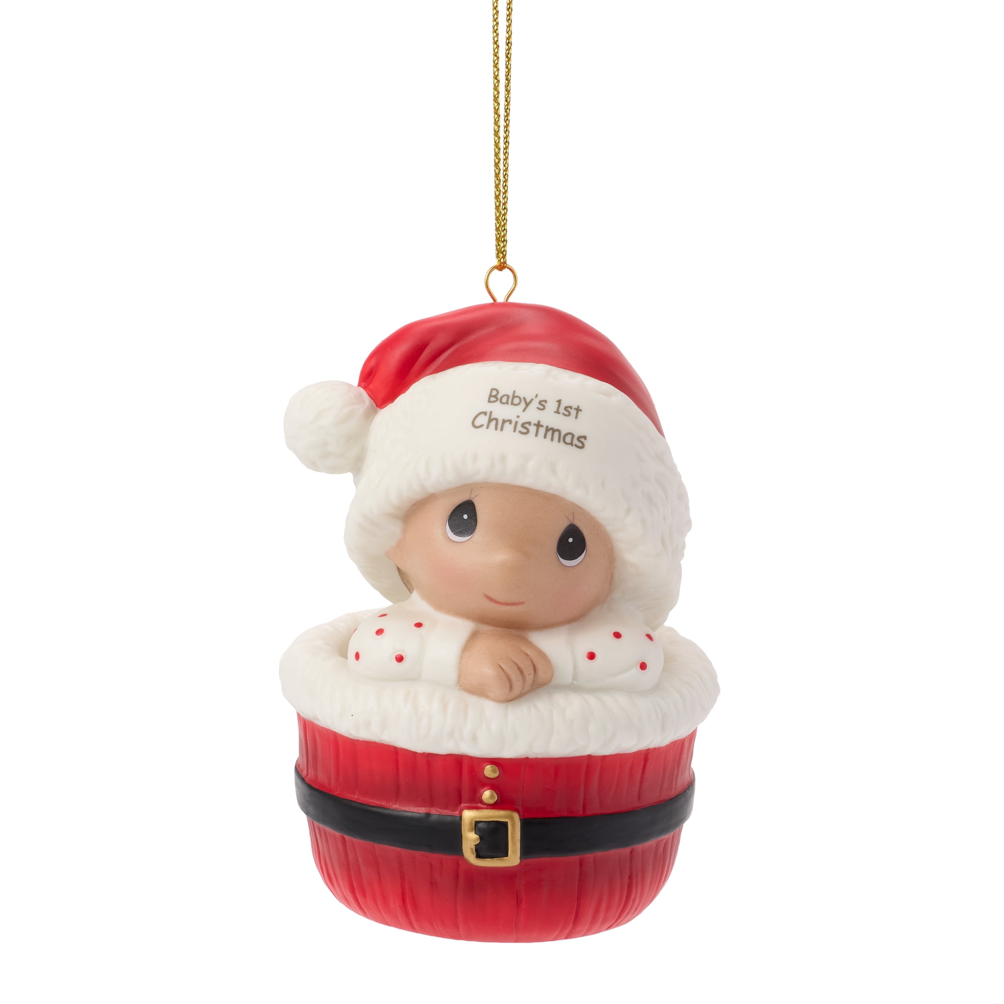 Enesco Precious Moments Baby 1st Christmas Medium Skin Hanging Christmas Keepsake Porcelain Ornament 3.4in H