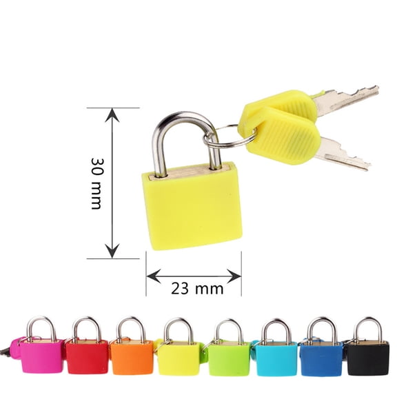 Mini ABS Keyed Padlock for Luggages, Waterproof Suitcase Padlock with Keys, Yellow 0.9inch Wide Anti Rust Outdoor Lock for Small Cabinets Drawers, Zinc Alloy Body Shackle