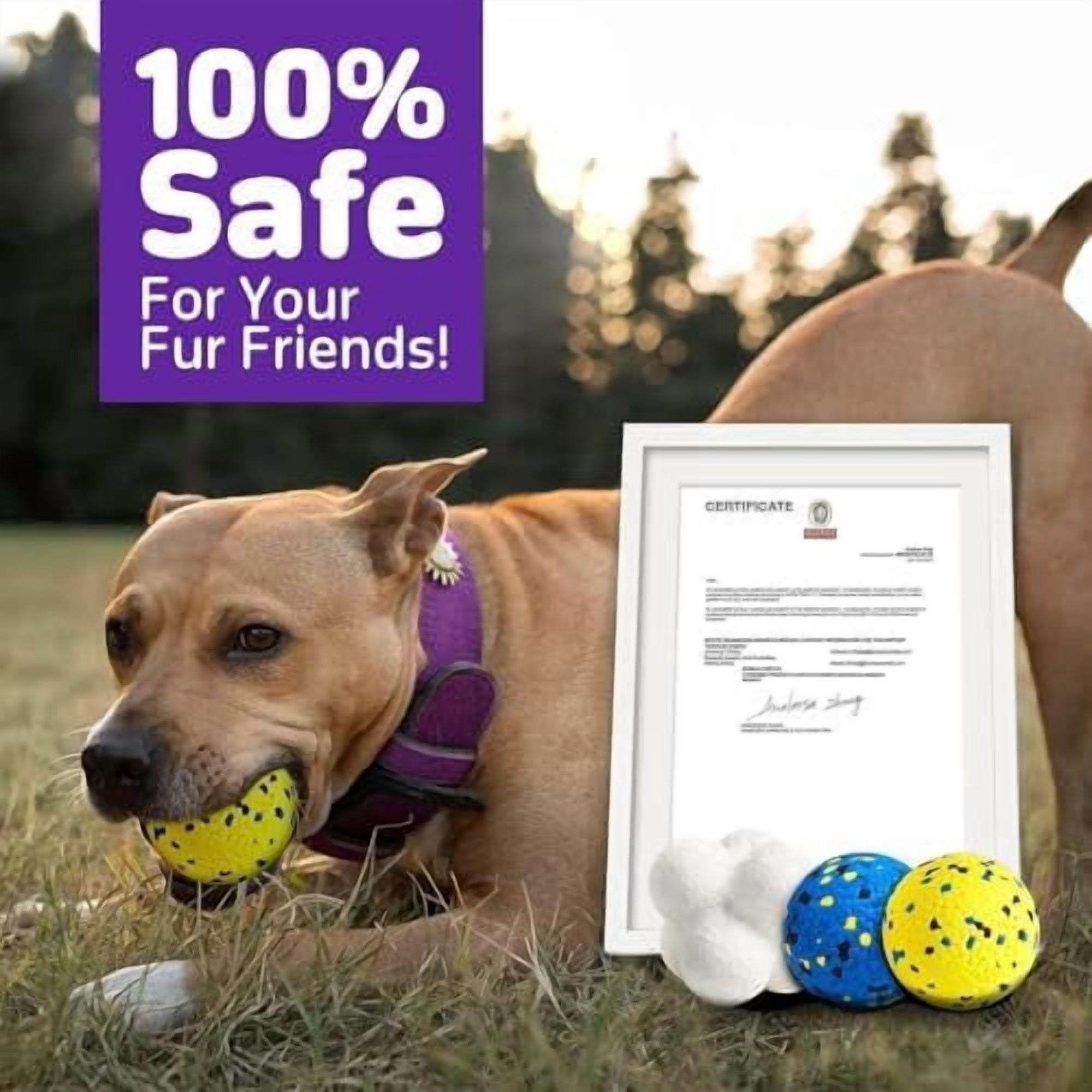 3.9'' Dog Balls Tennis Ball for Aggressive Chewers, Atom Teething Balls Dog Chew Toys for Large Medium Small Dogs and Puppies, 3 Pack