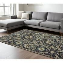 HomeRoots 576376 10 x 13 ft. Oriental Rectangle Area Rug, Navy Blue & Ivory