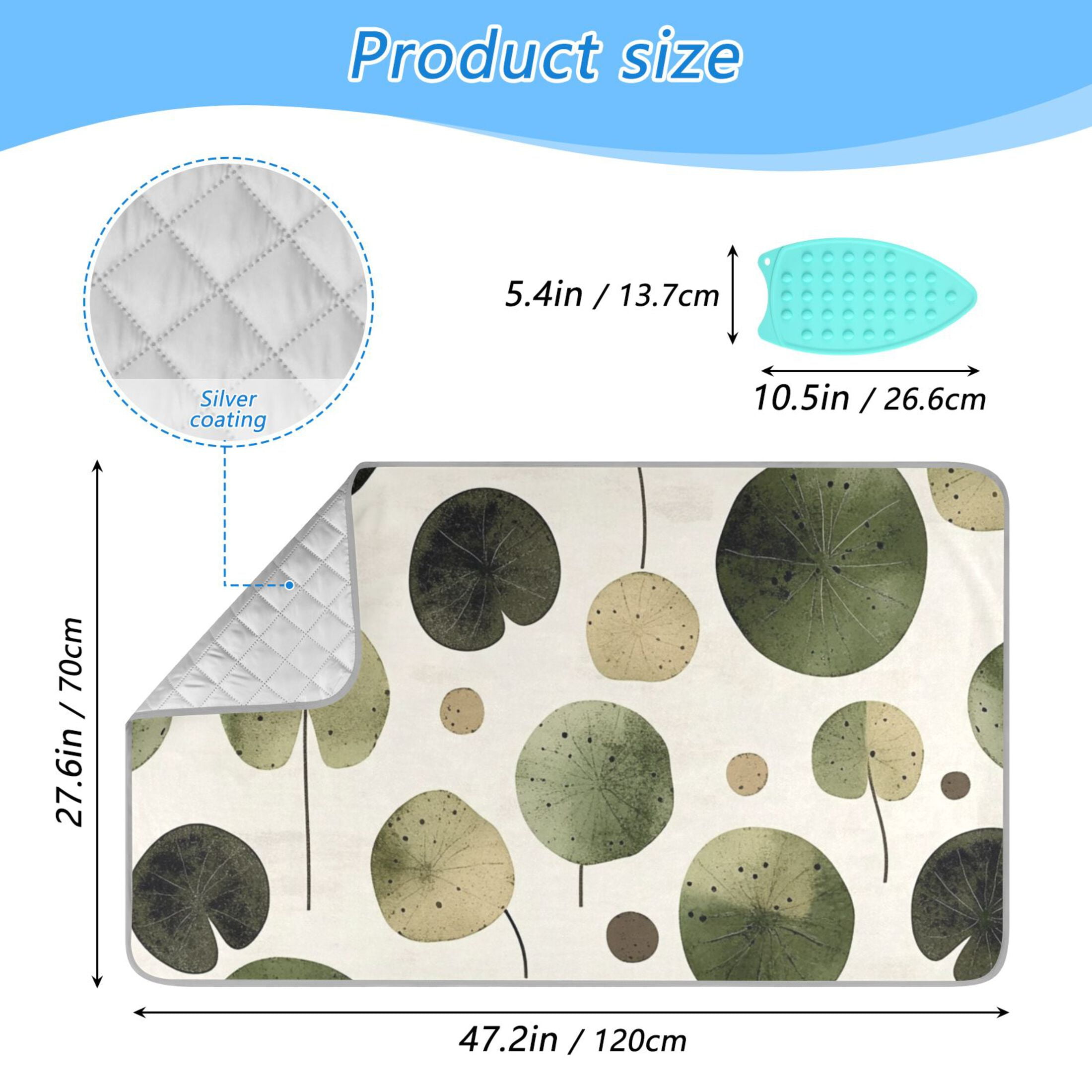 Simple Lotus Leaf Ironing Mat Blanket for Table Top Travel Portable Ironing Board Pad 47.2x27.6 Inch
