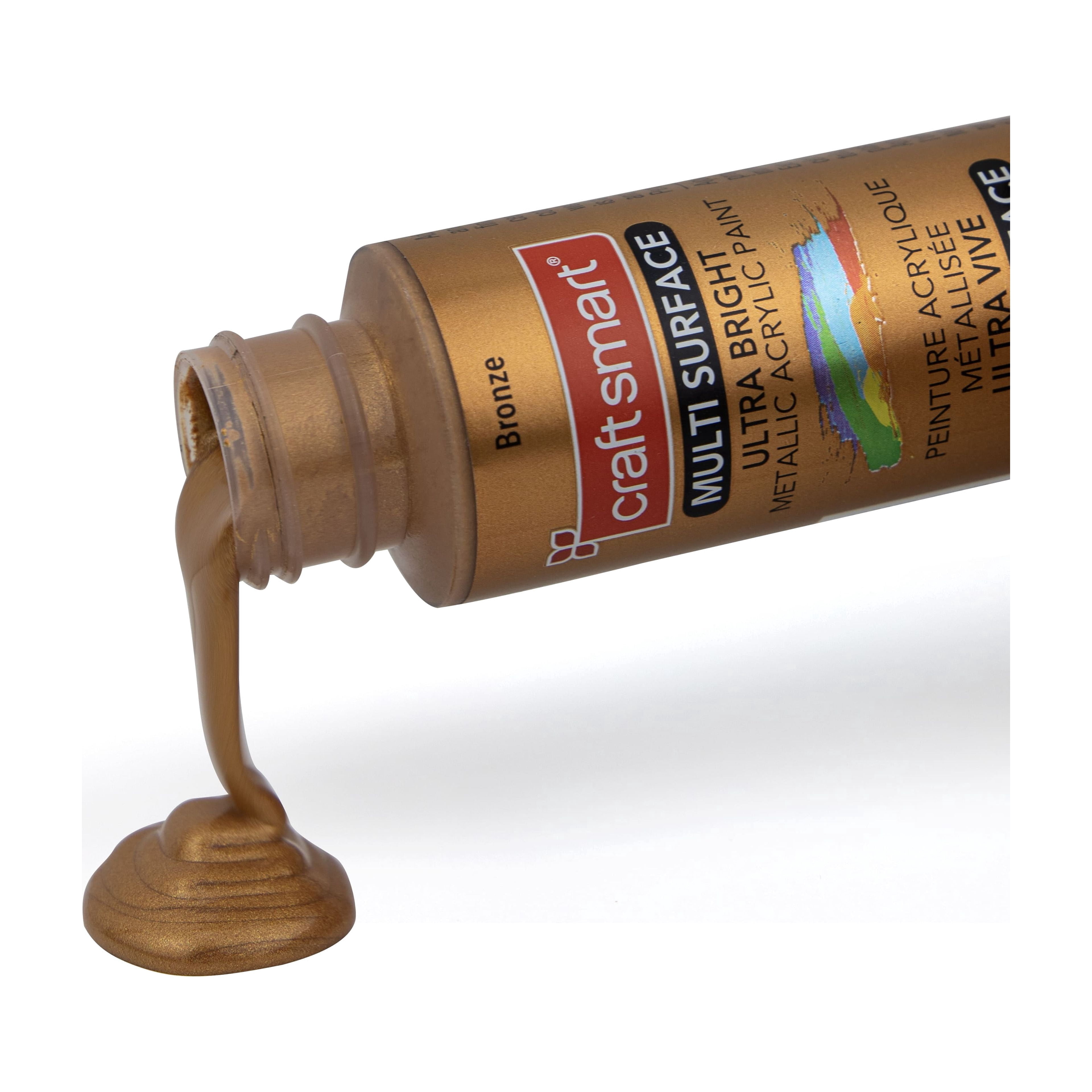 Craft Smart Bronze Premium Ultra Bright Metallic Paint - Multi-Surface Shimmer Finish for Art, Crafts & Decor, 12 Pack
