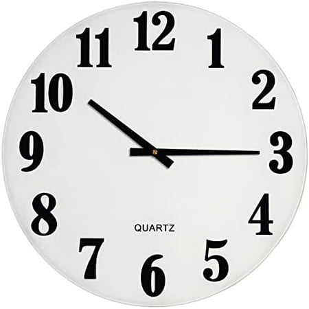 , 22 Slim Wall Clock with Modern White Glass Dial and Arabic Numbers (Battery Operated)$$Home Decor, Kitchen, & Other