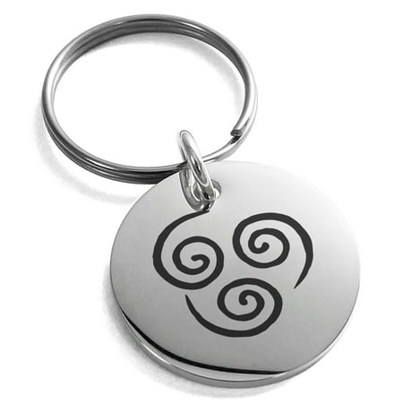 Keychain Air - Stainless Steel Avatar Air Element Engraved Small Medallion Circle Charm Keychain Keyring