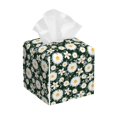 thumbnail image 1 of Fotbe White Daisies and Bee Porta Pañuelos Decorativo de Cuero, Caja Cuadrada Moderna para Pañuelos Faciales, Organizador y Dispensador 5x5x5'', 1 of 7