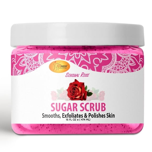 SPA REDI - Exfoliante corporal de azúcar Sensual Rose 16 Oz Exfoliante Hidratante Hidratante y Nutritivo Brillo Polaco Piel suave y fresca - Exfoliante corporal