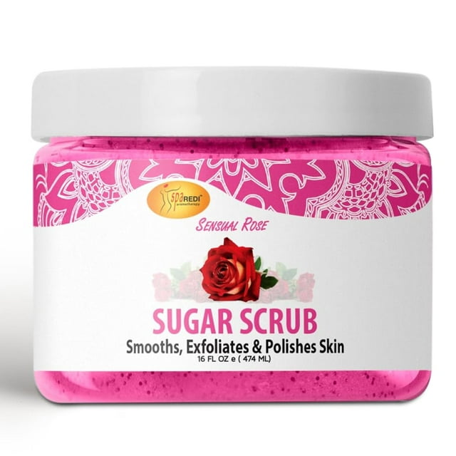 SPA REDI - Exfoliante corporal de azúcar Sensual Rose 16 Oz Exfoliante Hidratante Hidratante y Nutritivo Brillo Polaco Piel suave y fresca - Exfoliante corporal