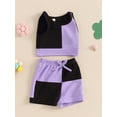 thumbnail image 5 of Suagox Little Girls Activewear Outfits Contrast Colors Tank Tops and Elastic Shorts Set Fashion Cute Clothes for 12-24 Months and 2-5 Years Old Girls, 5 of 10