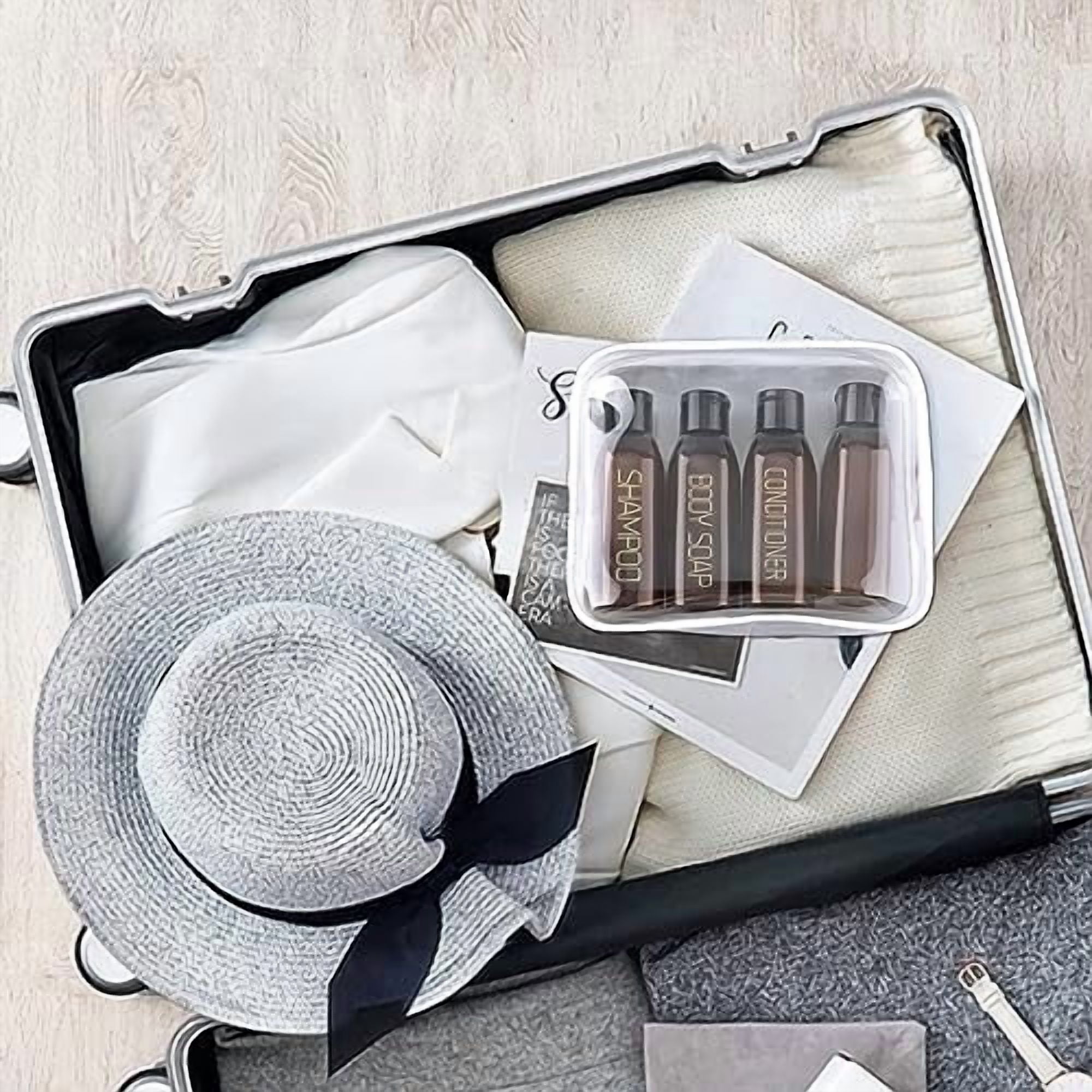 Travel Bottles for Toiletries 4pcs 3.4oz Travel Shampoo and Conditioner Bottles TSA Approved Travel Size Containers Leak Proof Small Plastic Squeeze Bottles with Flip Cap