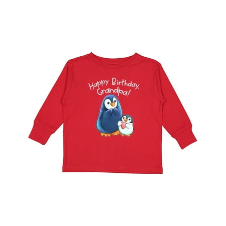 

Inktastic Happy Birthday Grandpa!- Cute Penguins Gift Toddler Boy or Toddler Girl Long Sleeve T-Shirt