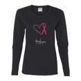 thumbnail image 2 of Wild Bobby Pink Heart Love Hope Support Women Breast Cancer Awareness Women Graphic Long Sleeve T-Shirt, Black, Small, 2 of 6