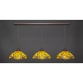 thumbnail image 1 of 3 Light Linear Pendalier With Hang Straight Swivels Shown In Bronze Finish With 16 Amber Dragonfly Art Glass, 1 of 1