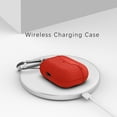 thumbnail image 2 of Dteck Case for AirPods Pro Case with Metal Keychain, Water-Resistant Lichee Pattern AirPods 3 Case [Front LED Visible] Silicone Shockproof Cover Support AirPods Pro Case Wireless Charging, Red, 2 of 9