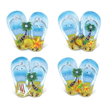 

CoTa Global Flip Flop Refrigerator Silver Beach Magnets Set of 4
