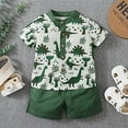 thumbnail image 4 of Styles I Love Toddler Little Boys Green Dinosaurs Printed Henley Shirt and Shorts 2pcs Short Sleeve Outfit Summer Casual Clothes (6-12 Months), 4 of 8