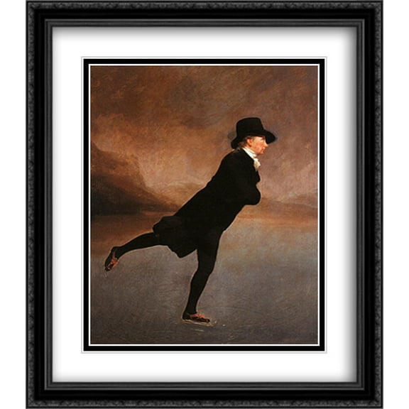 The Skating Minister 2x Matted 28x32 Large Black Ornate Framed Art Print by Raeburn, Henry
