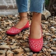 thumbnail image 5 of HTHLVMD Comfortable Slip-On Shoes, Casual Walking Flats for Women, Slip-On Dressy Flats, Rhinestone Ballet Flats for Women, Womens Faux Suede Rhinestone Ballerina Ballet Flats Shoes, Red 7, 5 of 6